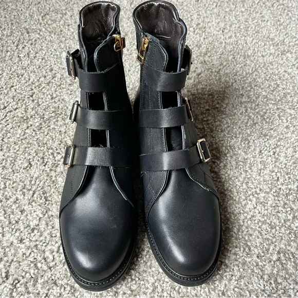 NEW Maje Leather Ankle Boots Black 39 - Picture 3 of 12